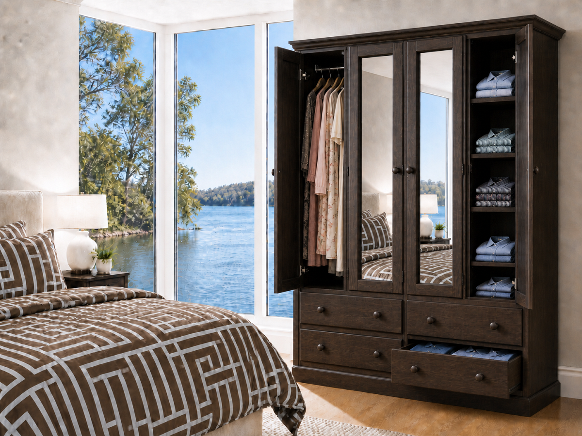 URBAN (AUSSIE MADE) 4 DOOR / 4 DRAWER TWIN MIRROR WARDROBE COLLECTION - ASSORTED COLOURS - STARTING FROM $1999