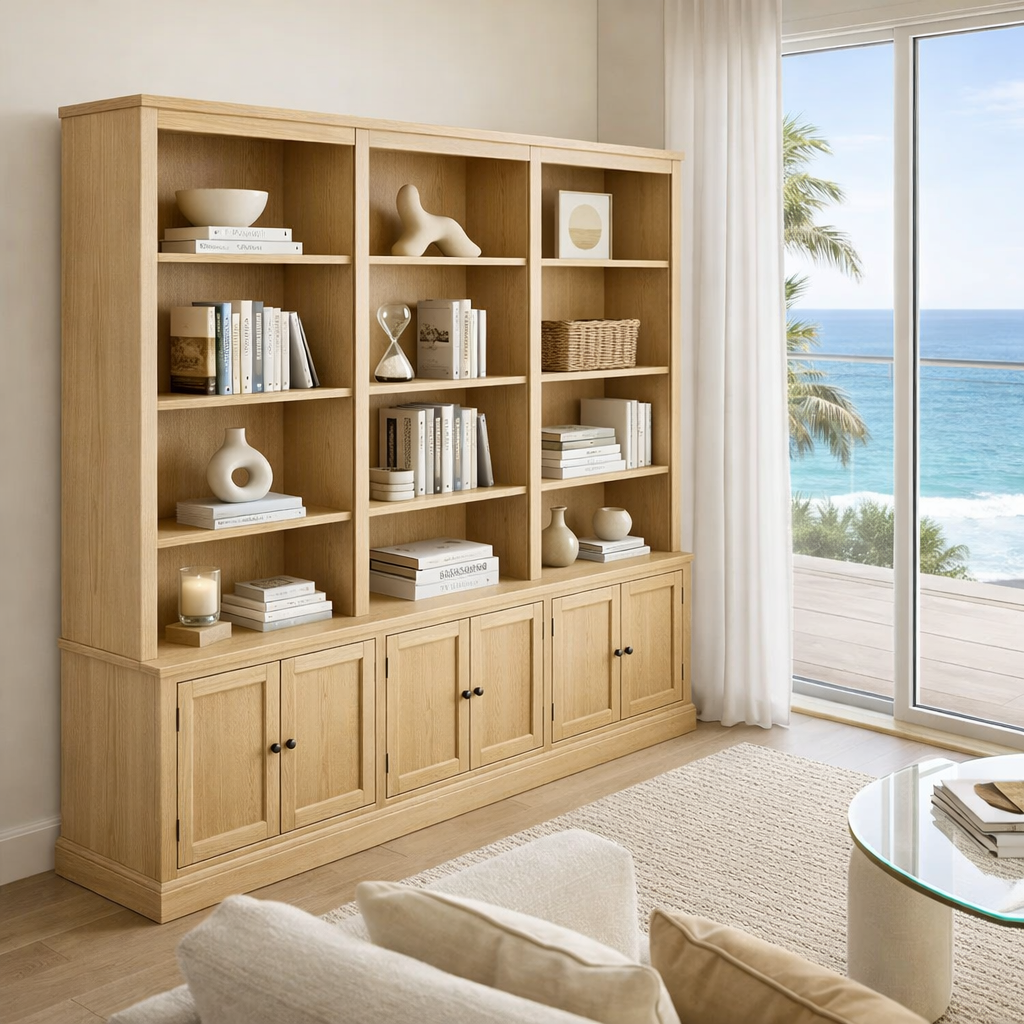 WASHINGTON (AUSSIE MADE) TRIO HIGHLINE BOOKCASE WITH DOORS COLLECTION - ASSORTED STAINED AND PAINTED COLOURS - STARTING FROM $3499