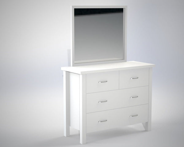 ALODIA (AUSSIE MADE) 4 DRAWER DRESSING TABLE WITH MIRROR - ASSORTED COLOURS