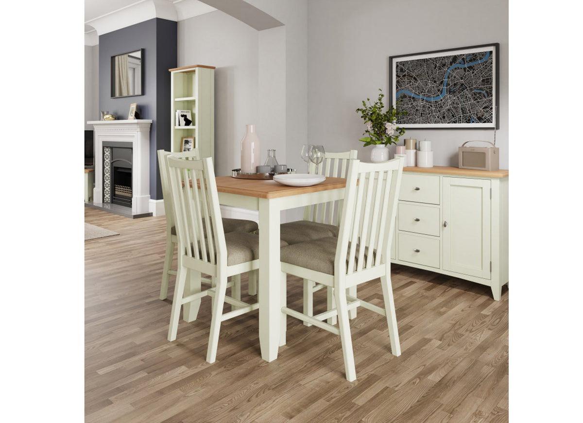 EMMETT (GA-FTT-W) FLIP TOP EXTENSION DINING TABLE - 780(H) x 850/1700(W) x 750(D) - IVORY WHITE / LIGHT OAK (2 TONE)