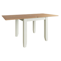 EMMETT (GA-FTT-W) FLIP TOP EXTENSION DINING TABLE - 780(H) x 850/1700(W) x 750(D) - IVORY WHITE / LIGHT OAK (2 TONE)