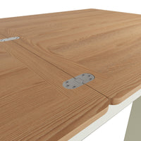 EMMETT (GA-FTT-W) FLIP TOP EXTENSION DINING TABLE - 780(H) x 850/1700(W) x 750(D) - IVORY WHITE / LIGHT OAK (2 TONE)